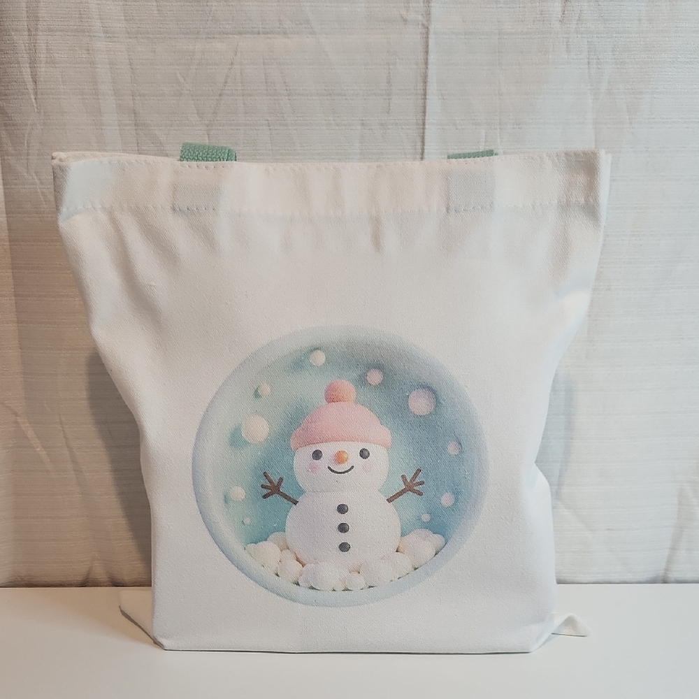 Snowman Print White Tote Bag